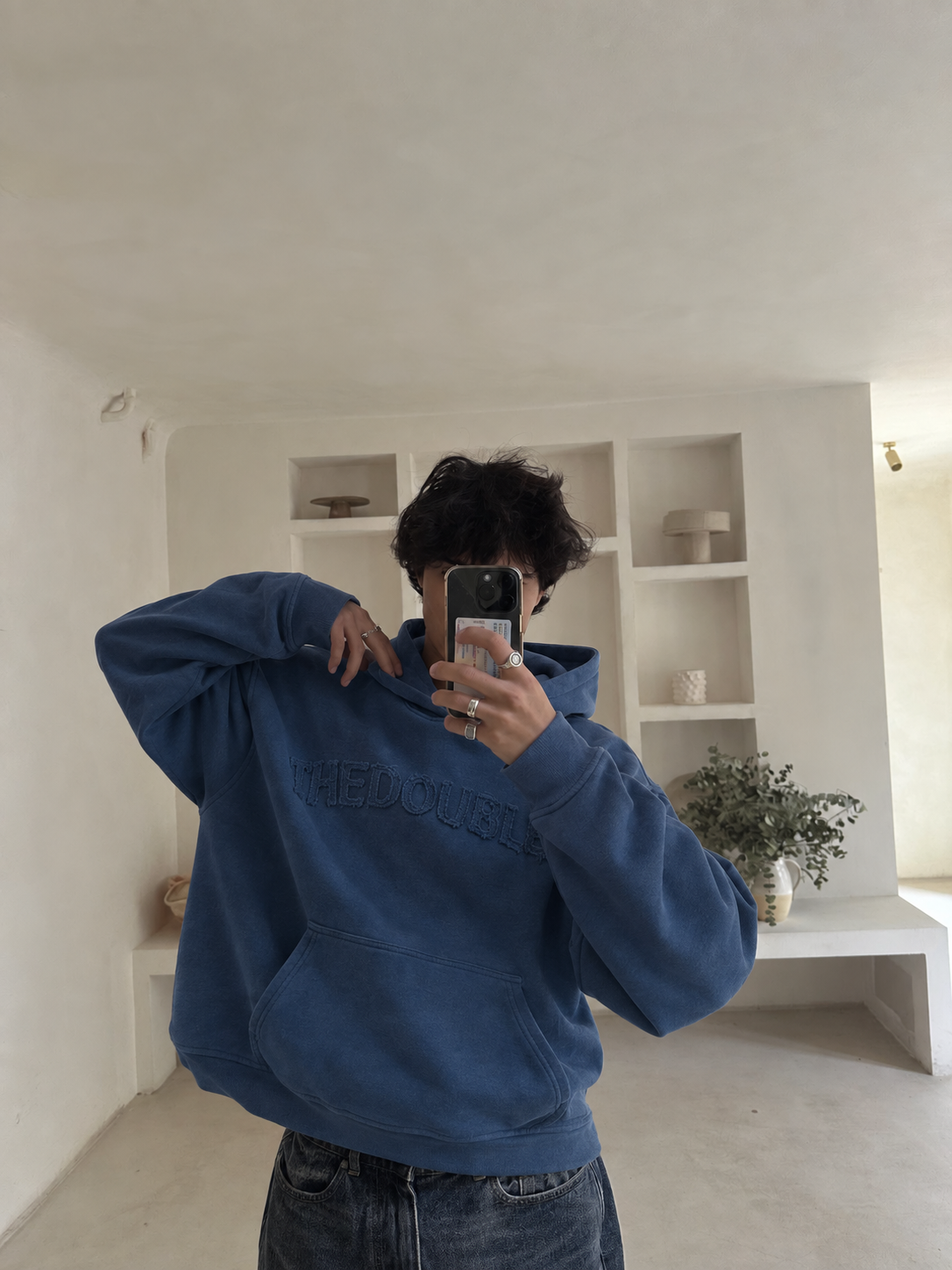 PATCH LOGO BOXY DARK GREY HOODIE