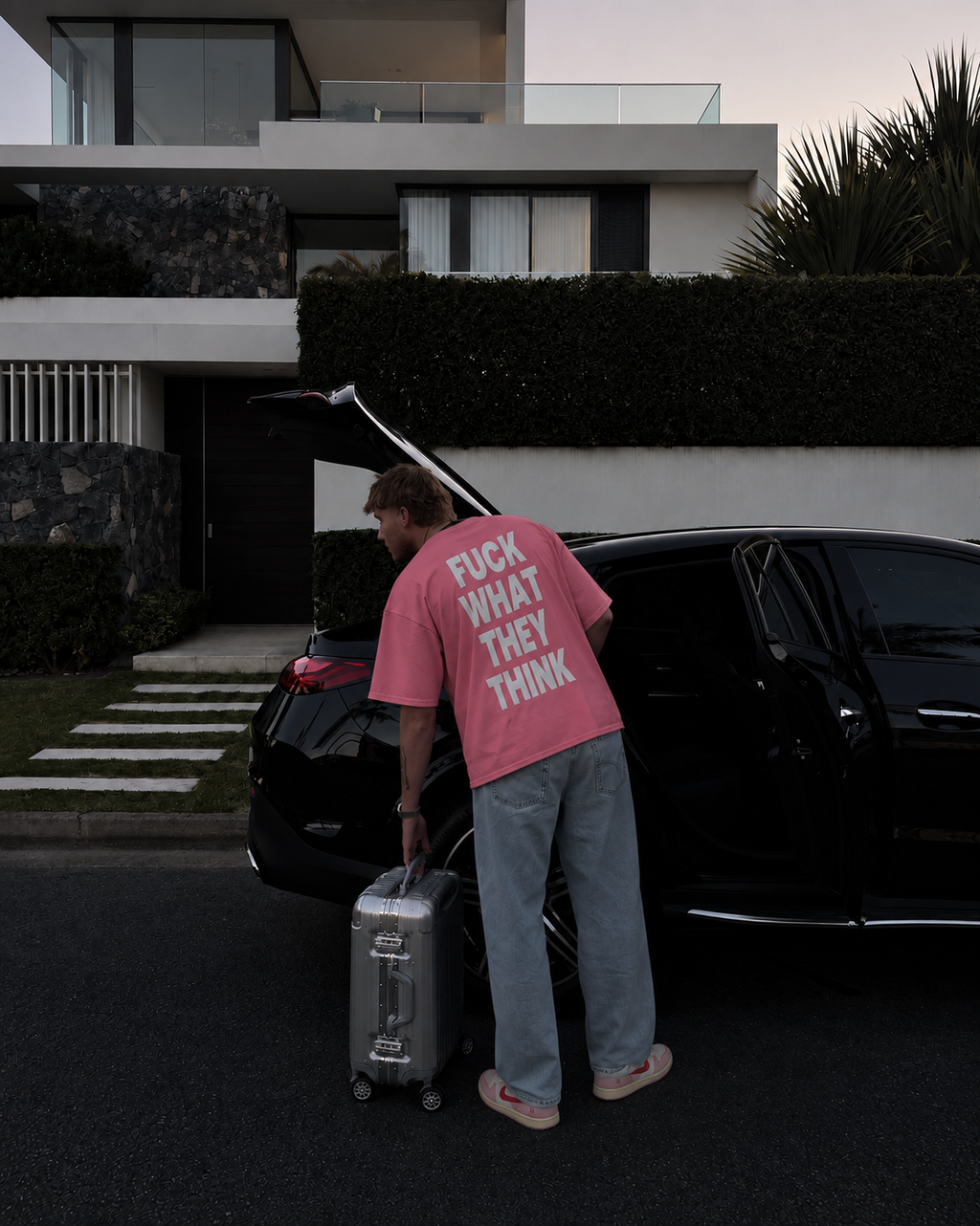LUCKY TO BE HERE BOXY WHITE TEE