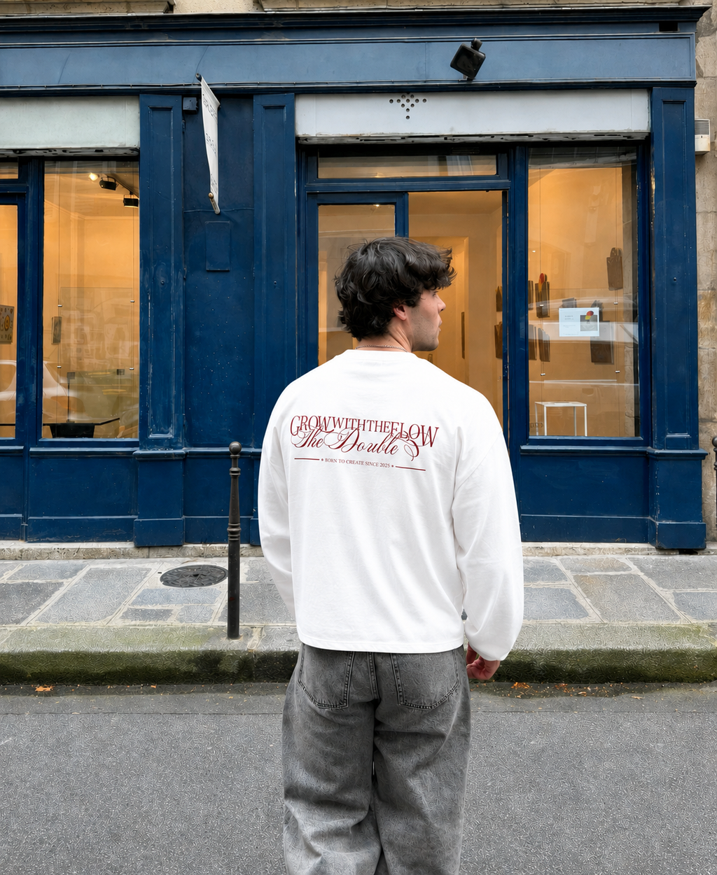 BORN TO CREATE BOXY WHITE LONGSLEEVE