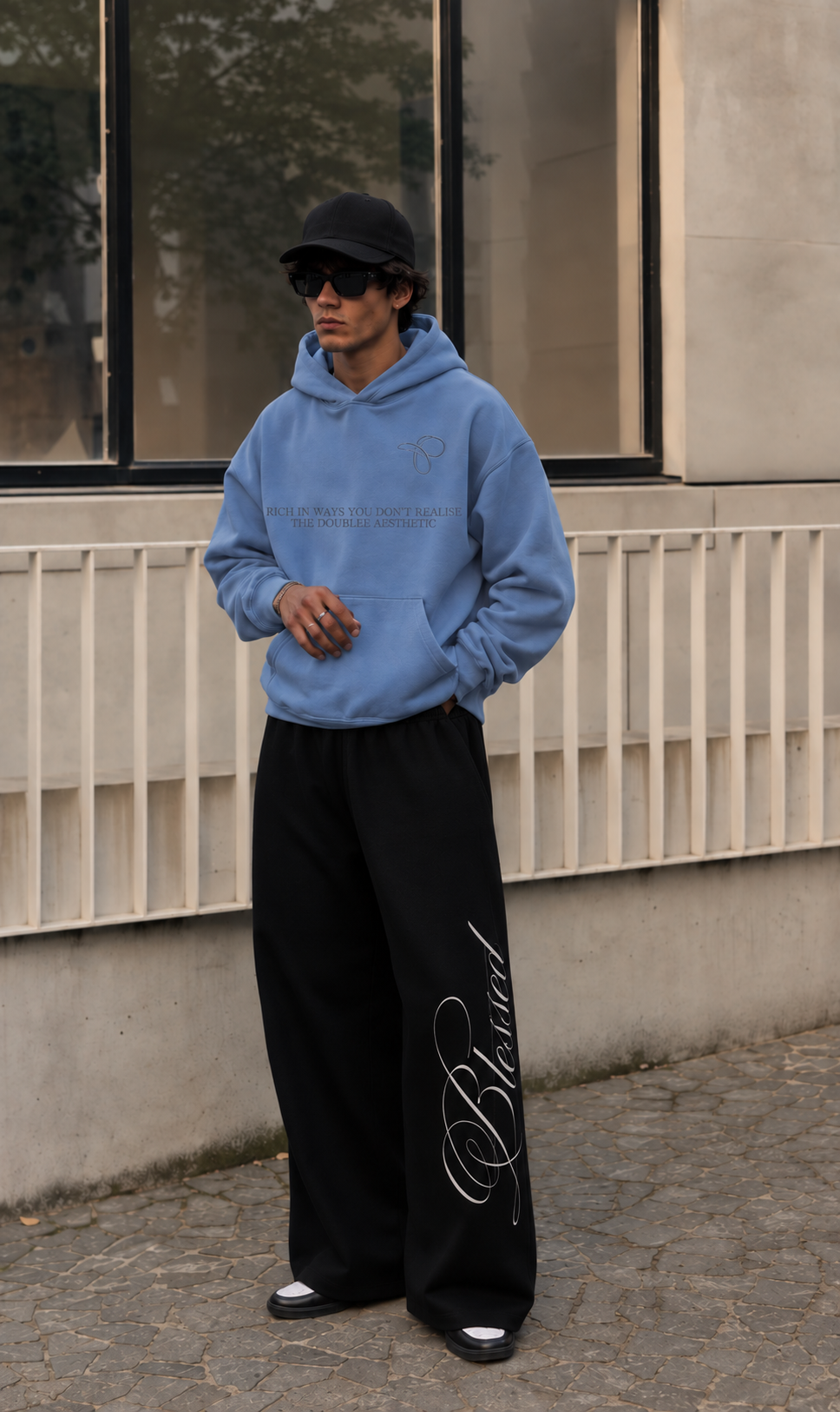 PATCH LOGO BOXY DARK GREY HOODIE
