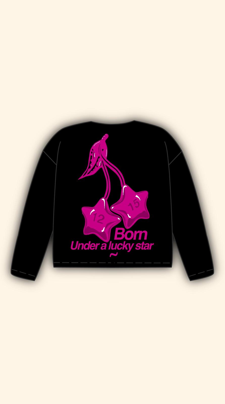 LUCKY STAR BOXY BLACK LONGSLEEVE
