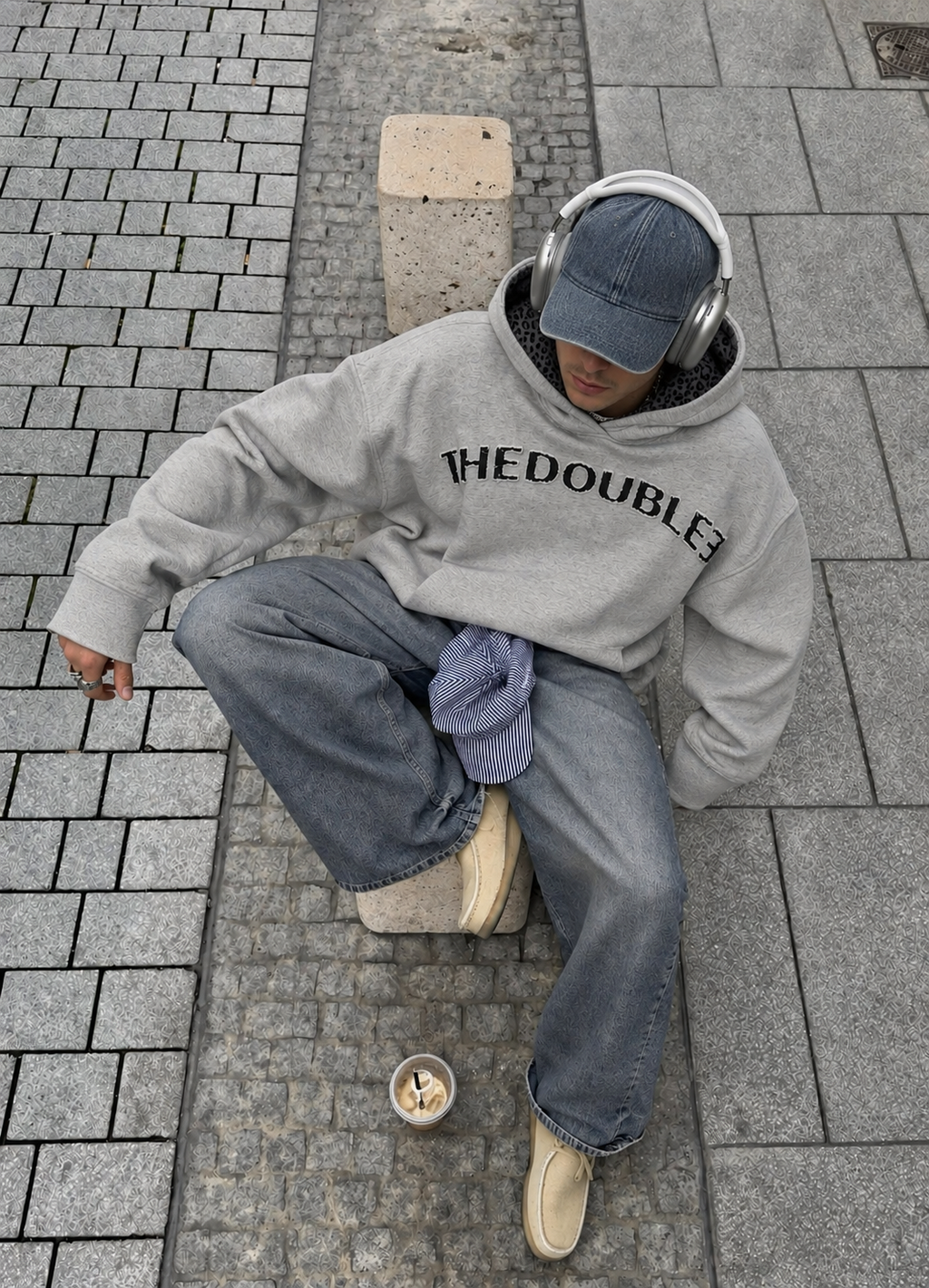 PATCH LOGO BOXY DARK GREY HOODIE