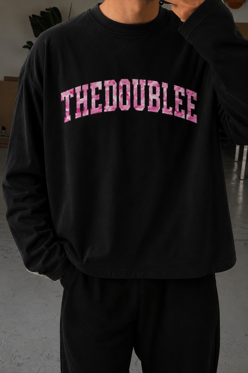 CAMO PINK LOGO BLACK LONGSLEEVE
