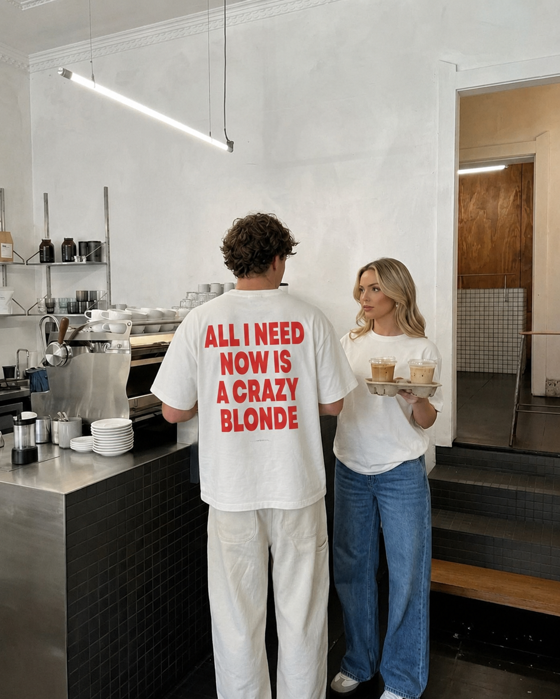 CRAZY BLONDE BOXY WHITE TEE