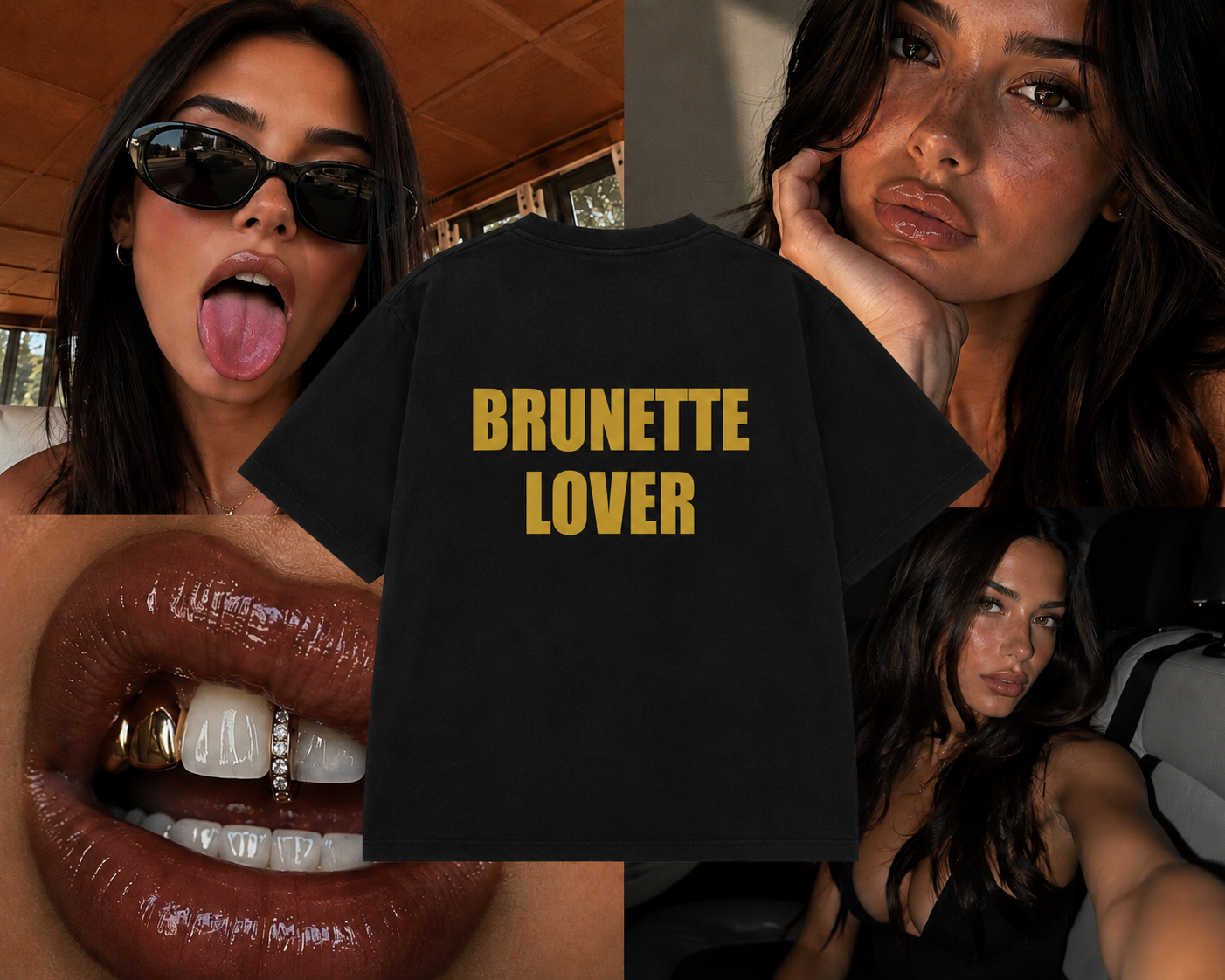 BRUNETTE LOVER BOXY BLACK TEE