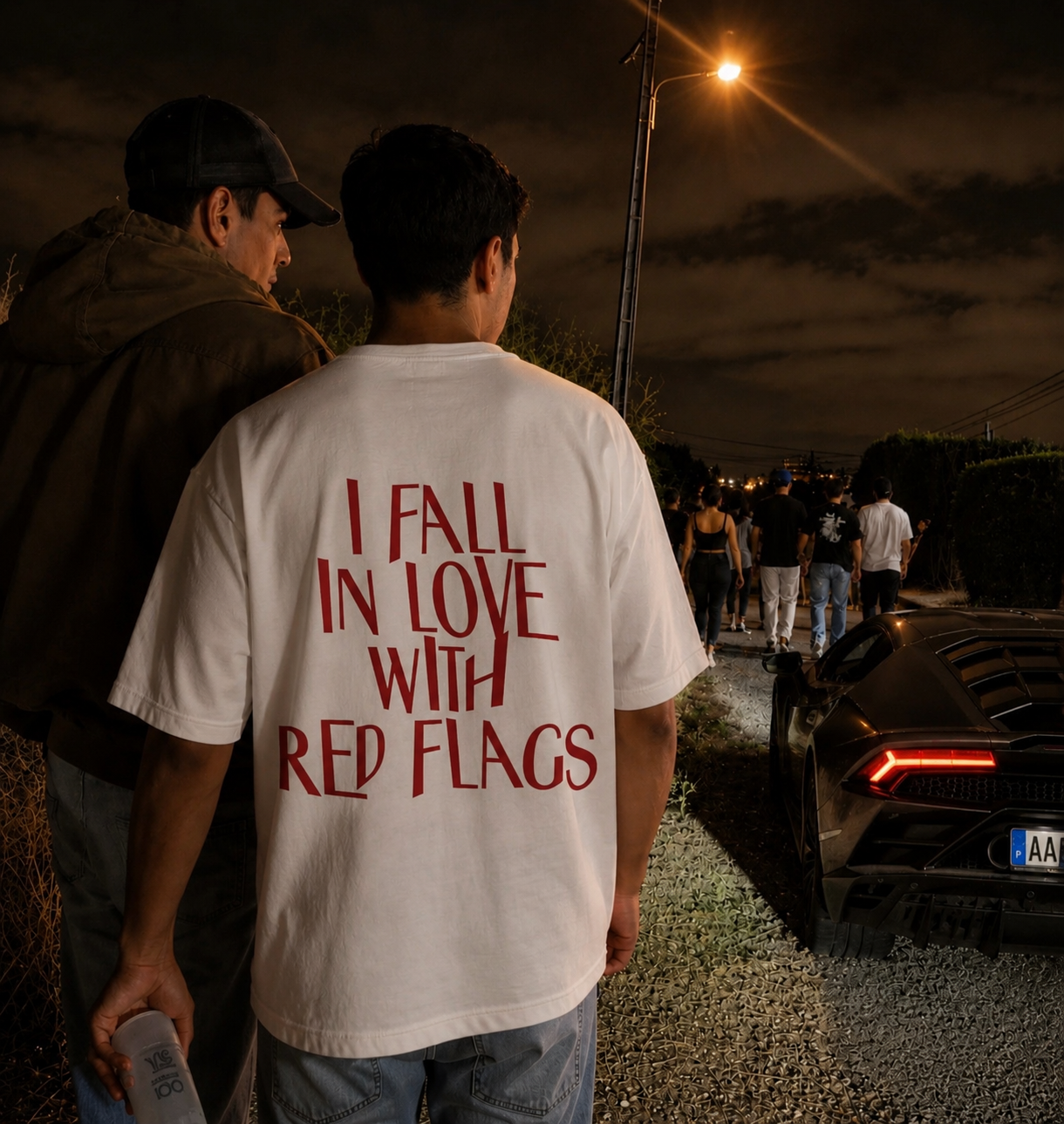 RED FLAGS BOXY WHITE TEE