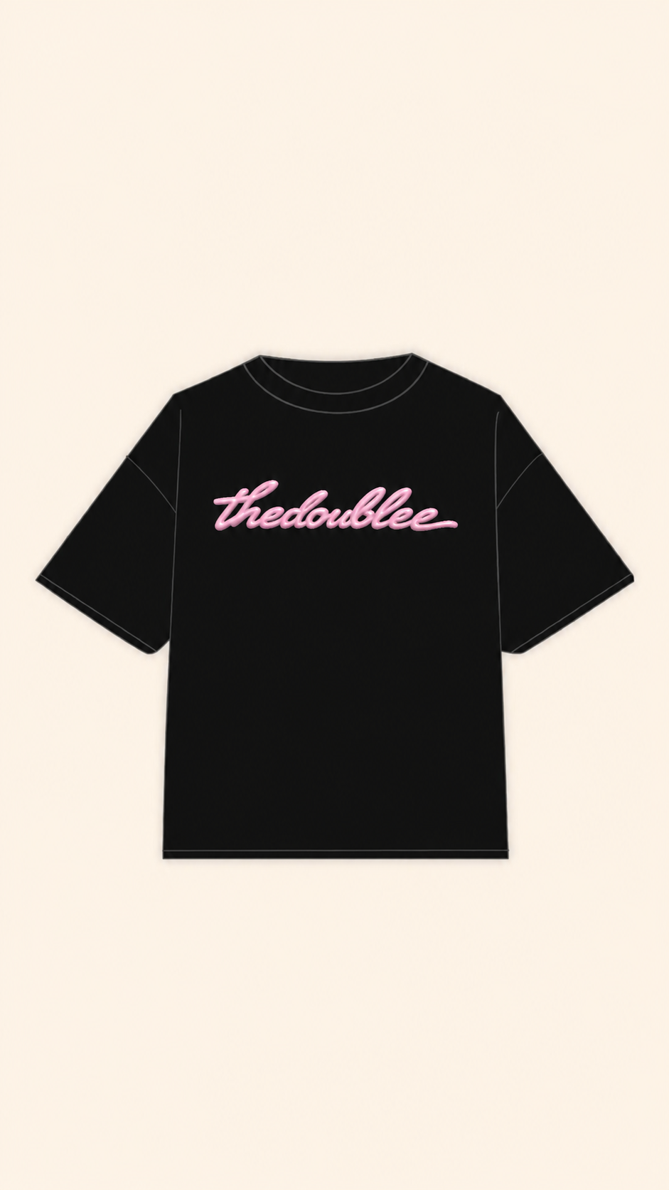 BUBBLE PINK LOGO BOXY BLACK TEE