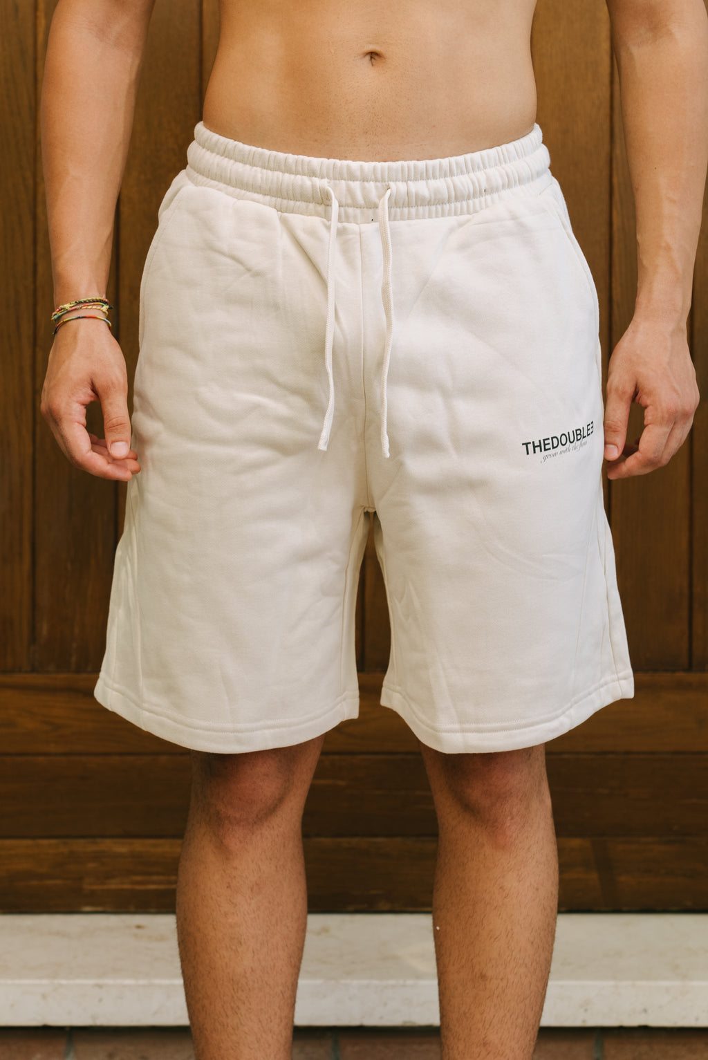 LOGO CREAM SHORTS