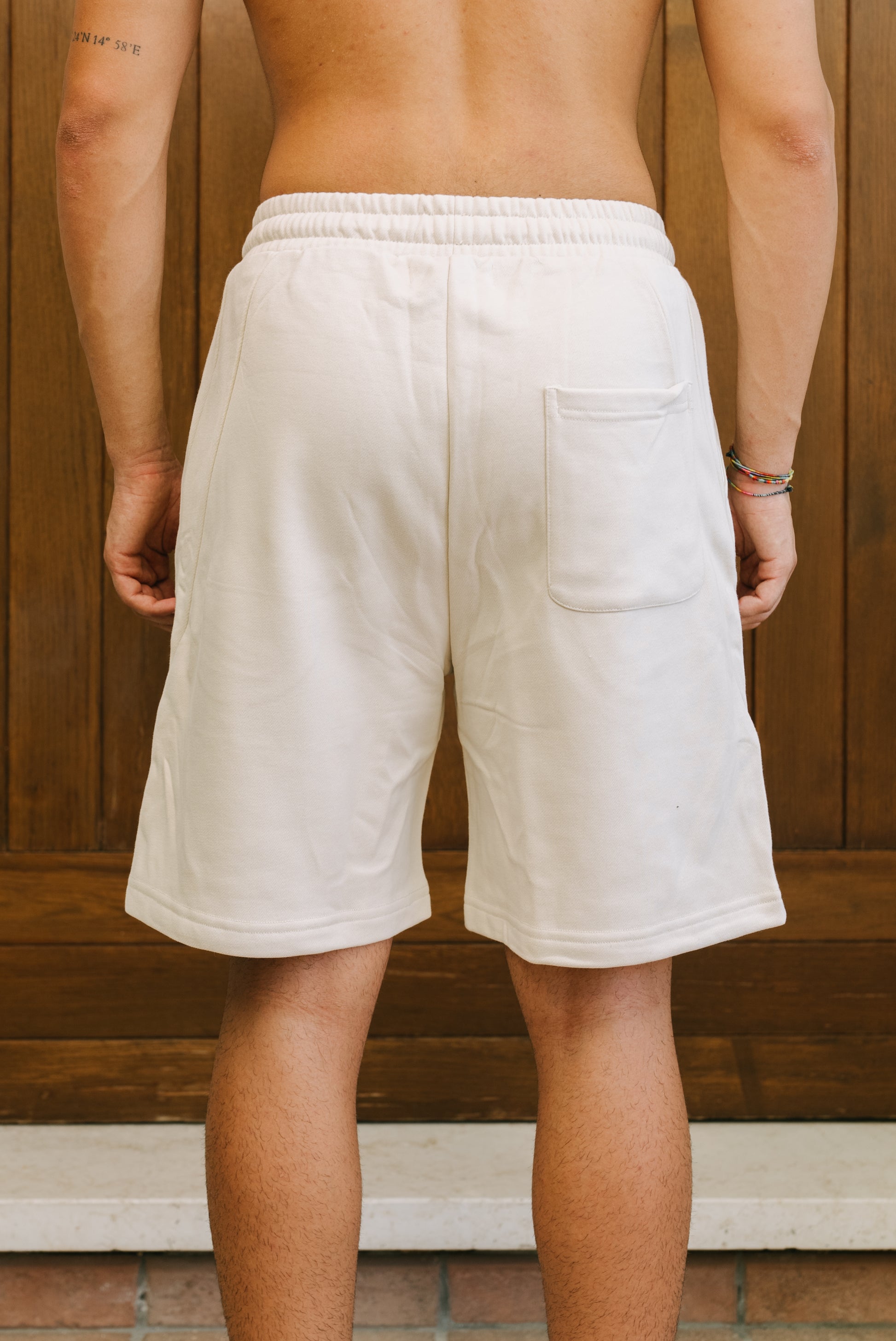 LOGO CREAM SHORTS