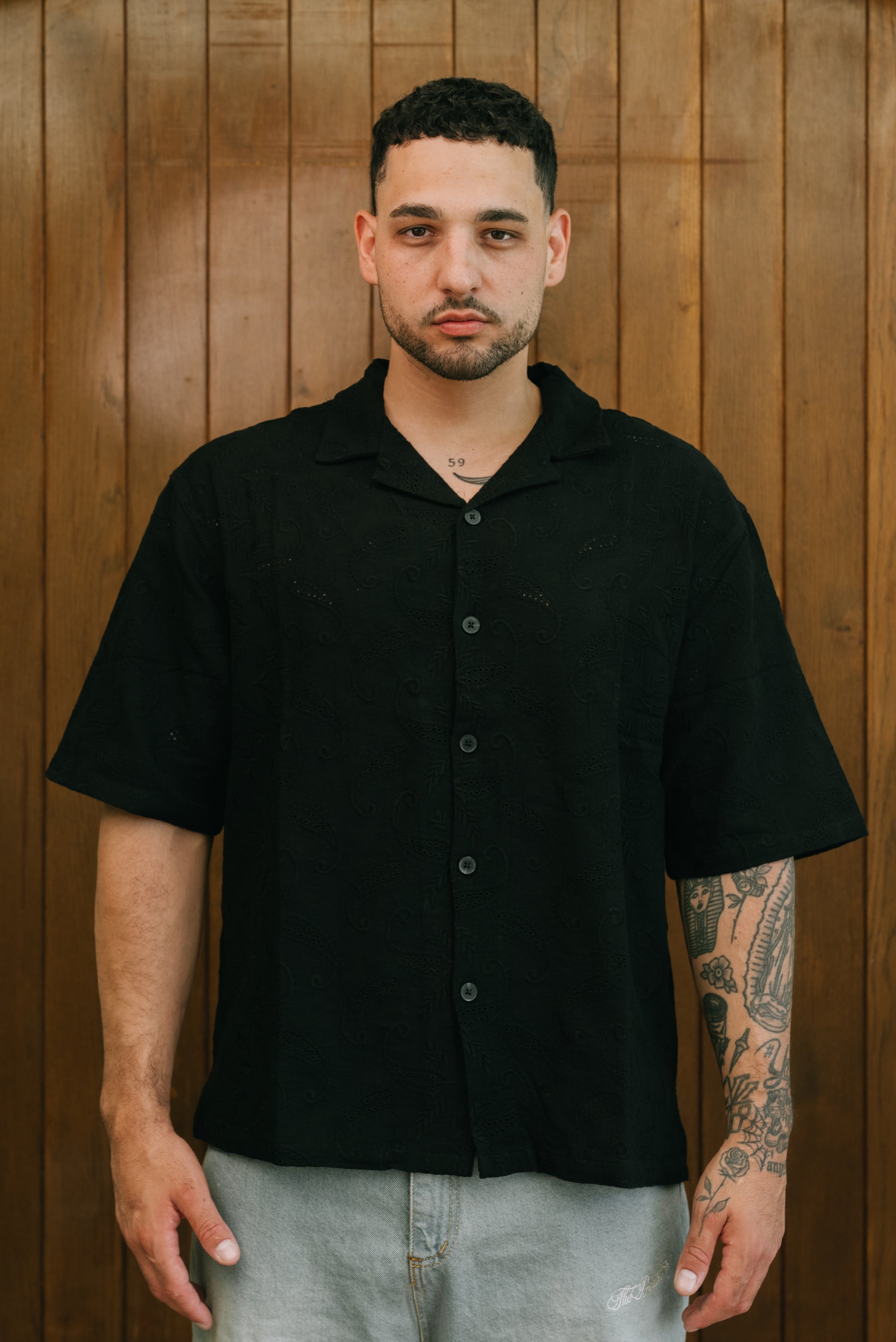 EMBROIDERED BLACK SHIRT