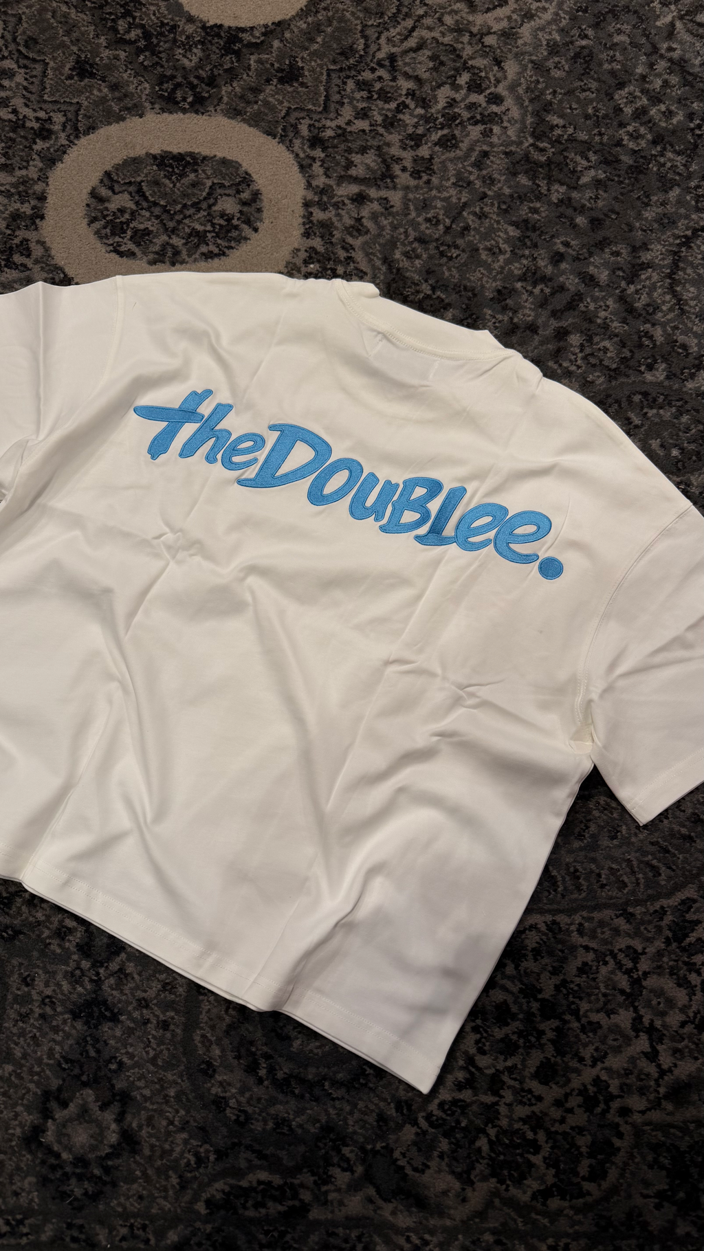 LUCKY TO BE HERE BOXY WHITE TEE