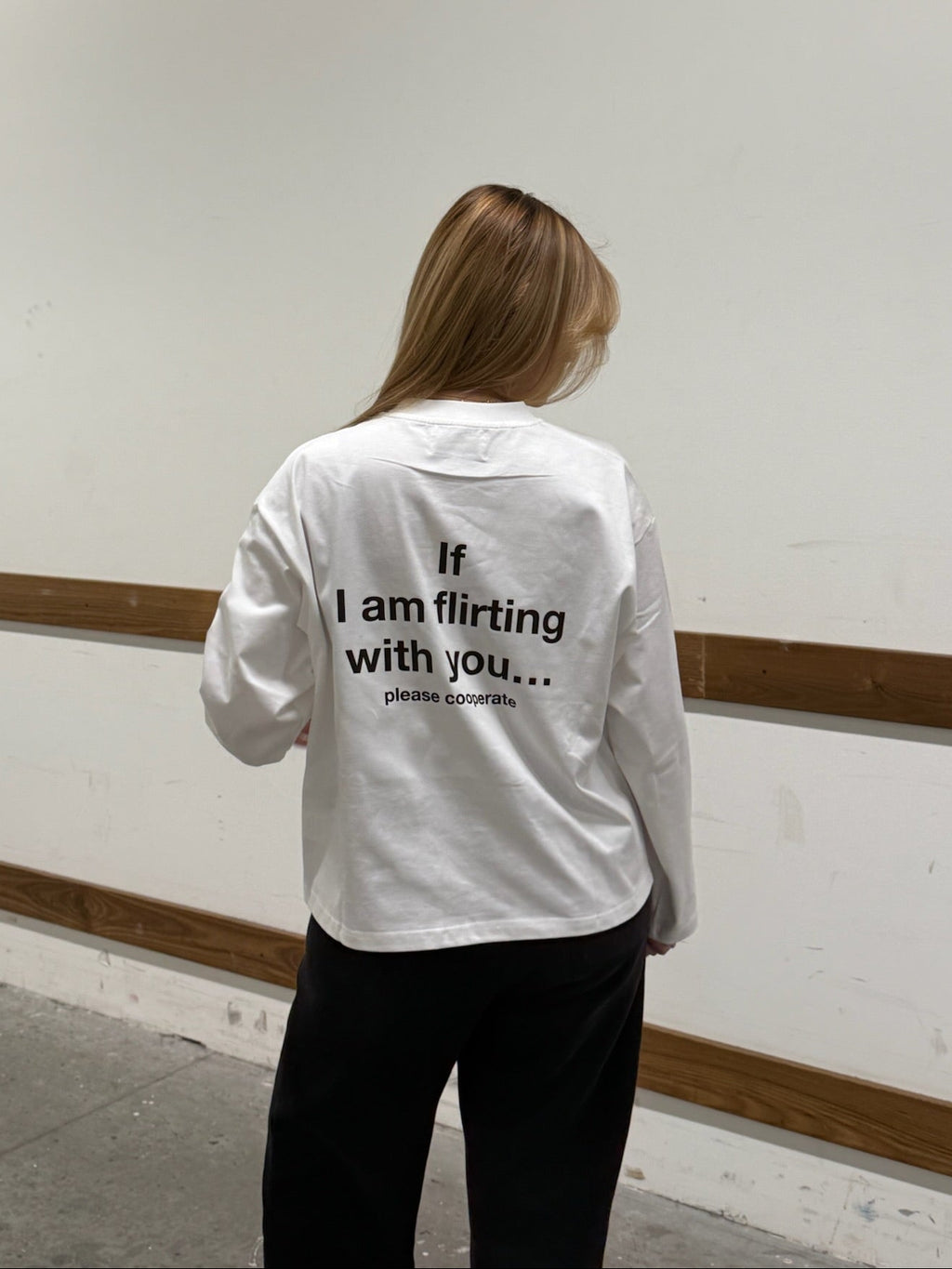 FLIRTING BOXY LONGSLEEVE TEE WHITE