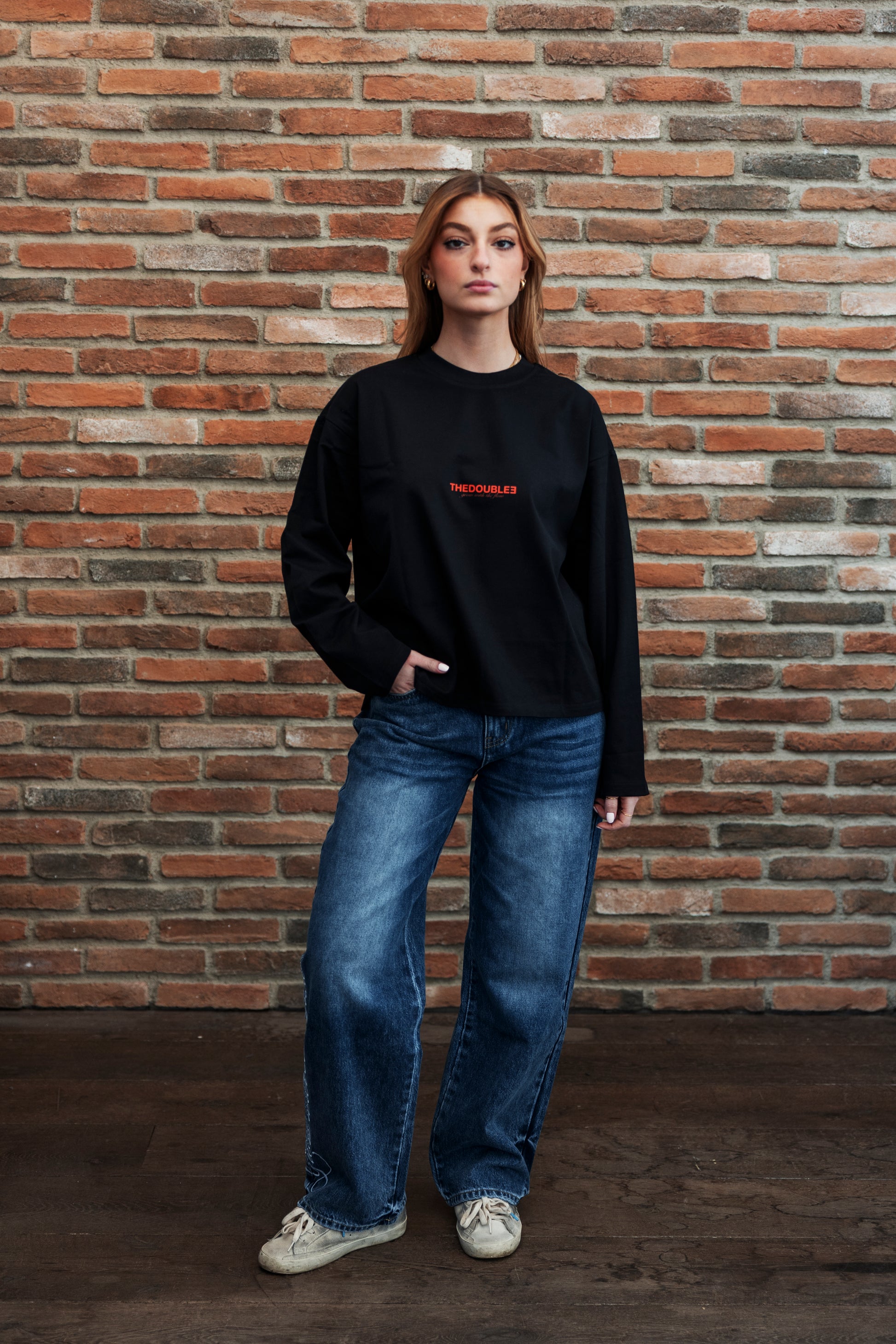 MY BLONDE BOXY BLACK LONGSLEEVE