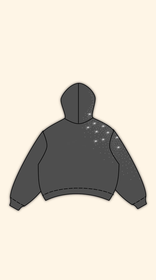 & GLITTER LOGO BOXY BLACK HOODIE