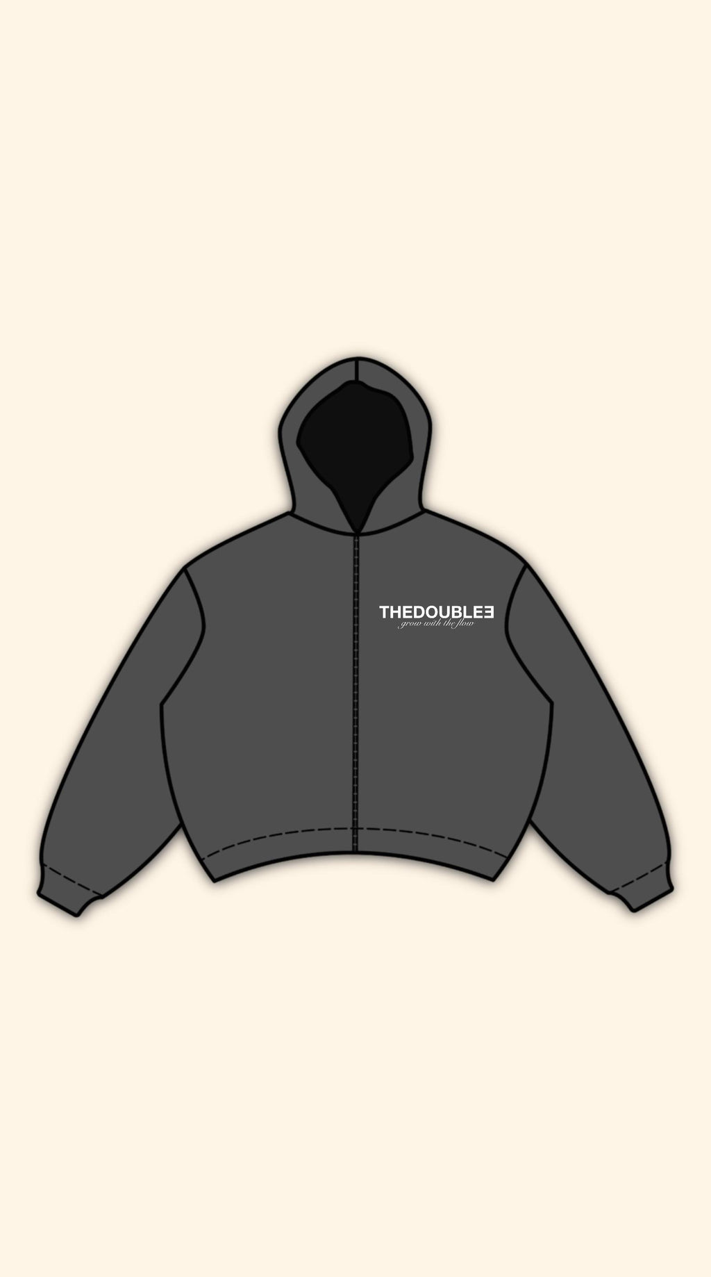 PATCH LOGO BOXY DARK GREY HOODIE