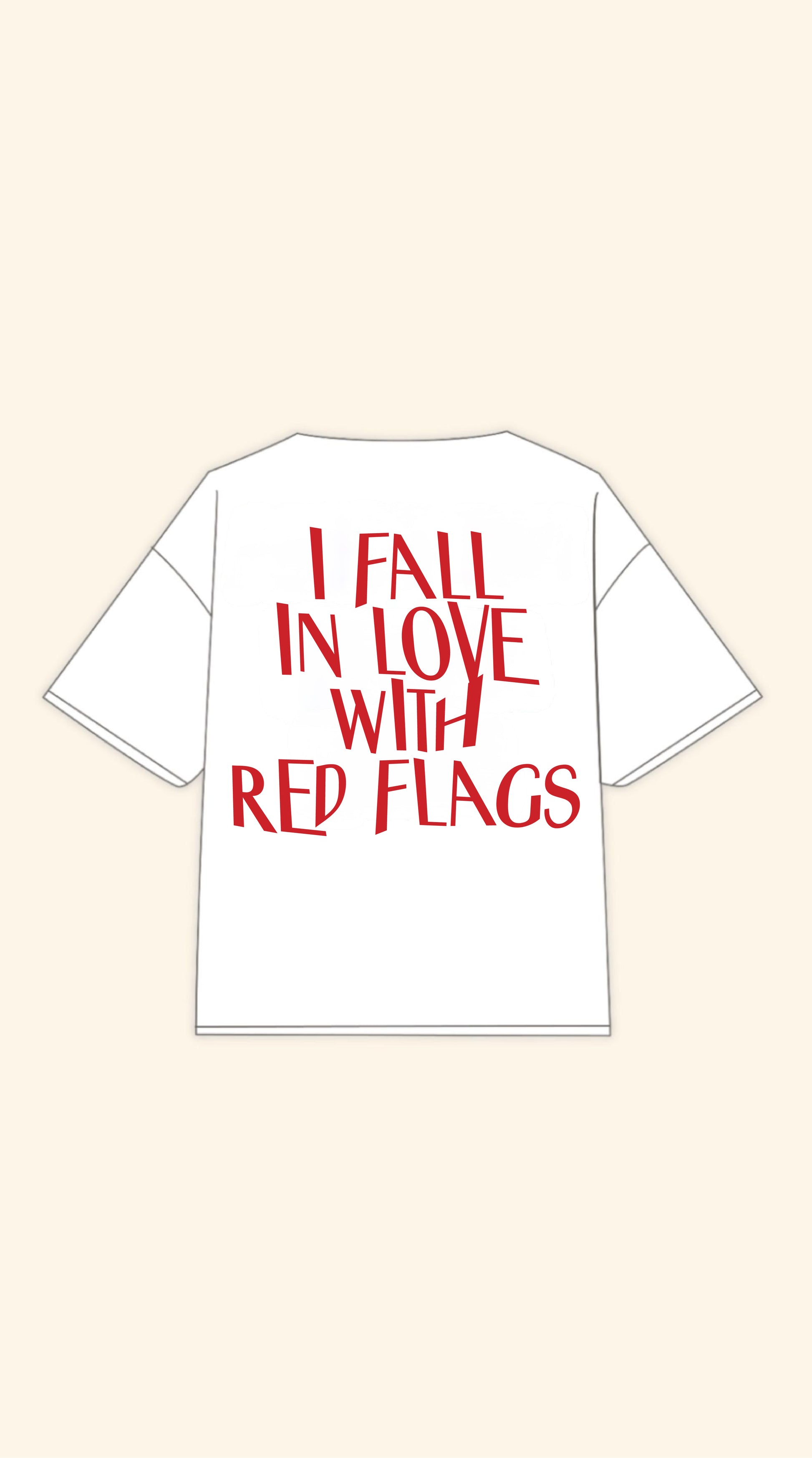 RED FLAGS BOXY WHITE TEE