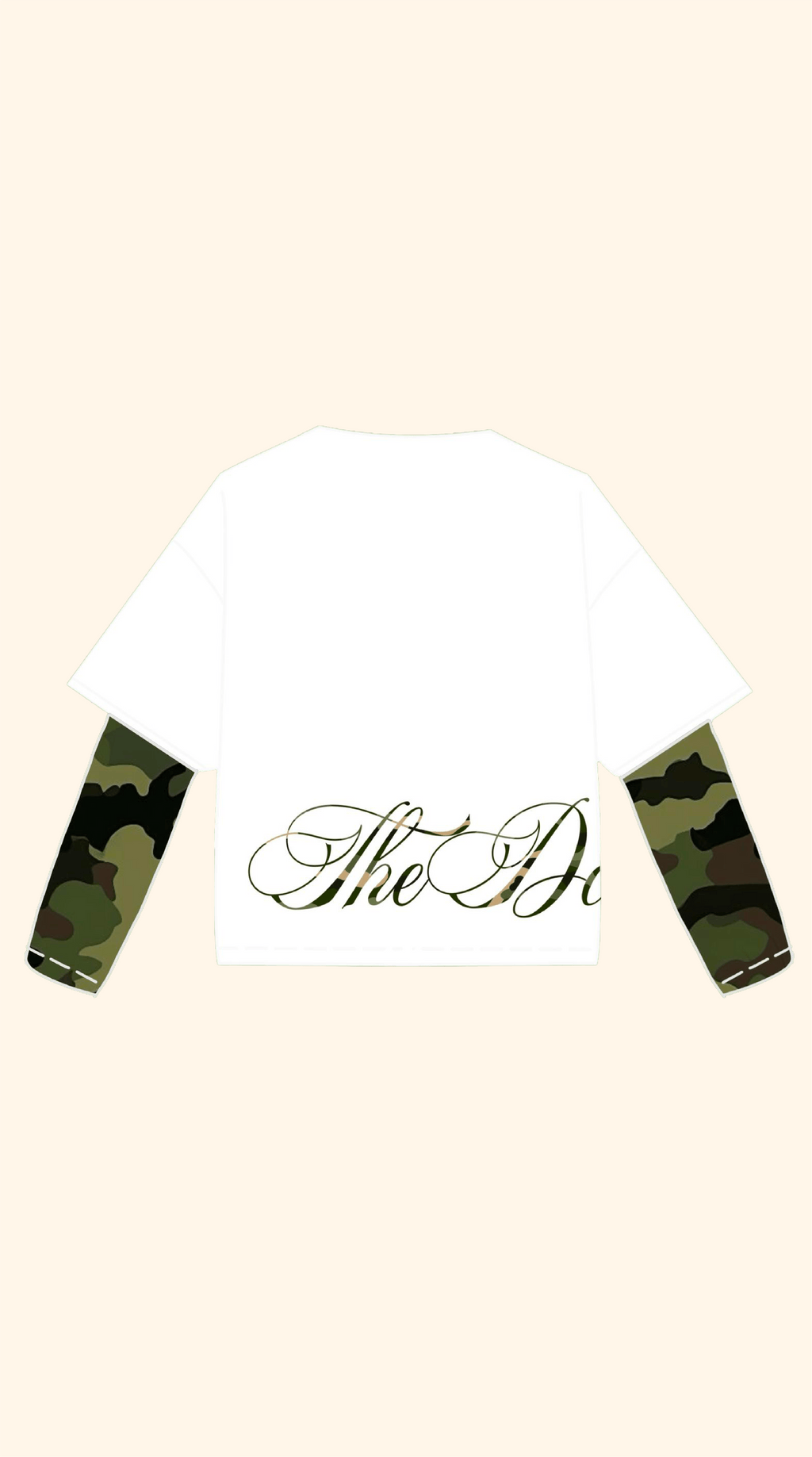 CAMO DOUBLE BOXY WHITE LONGSLEEVE