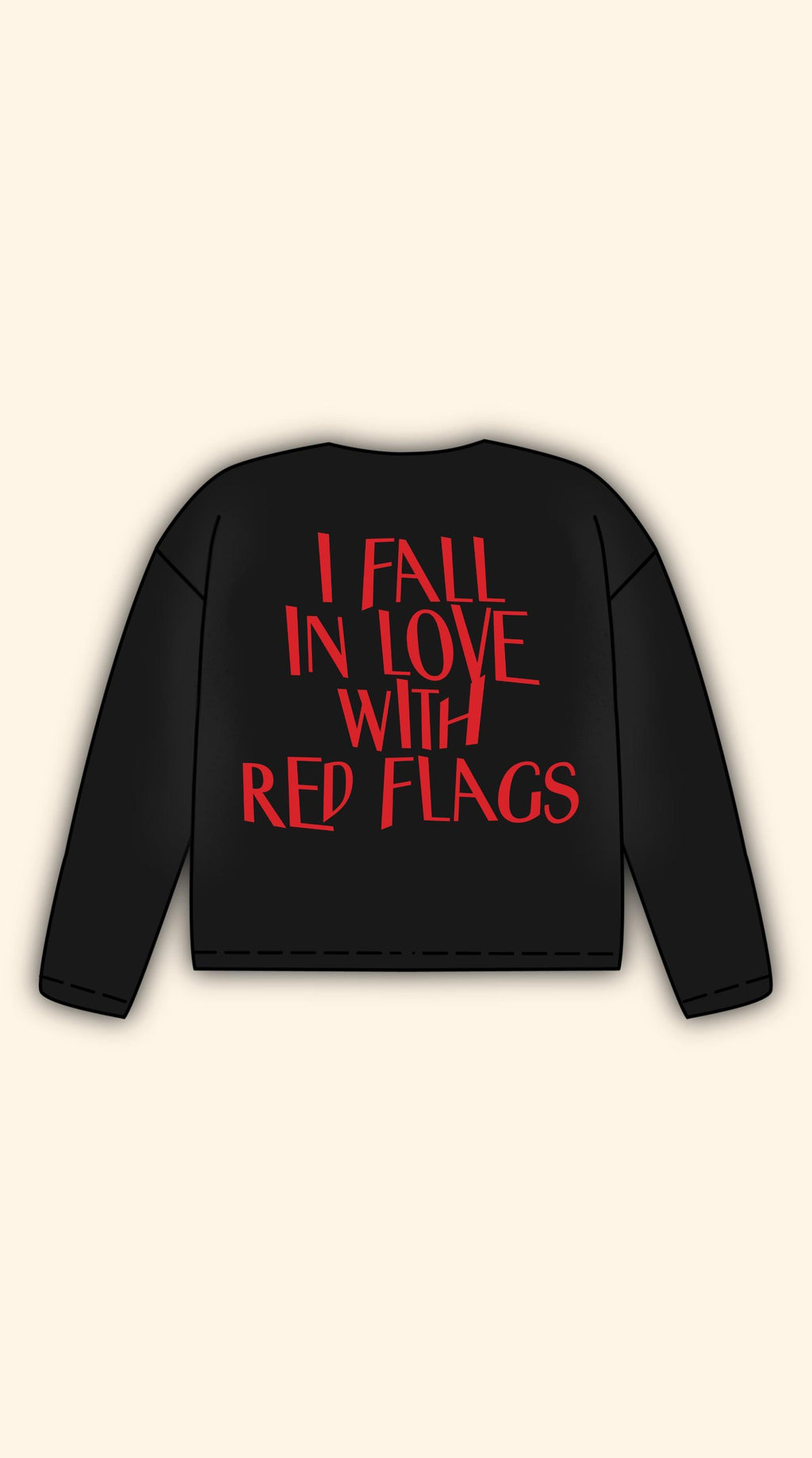 RED FLAGS BOXY BLACK LONGSLEEVE