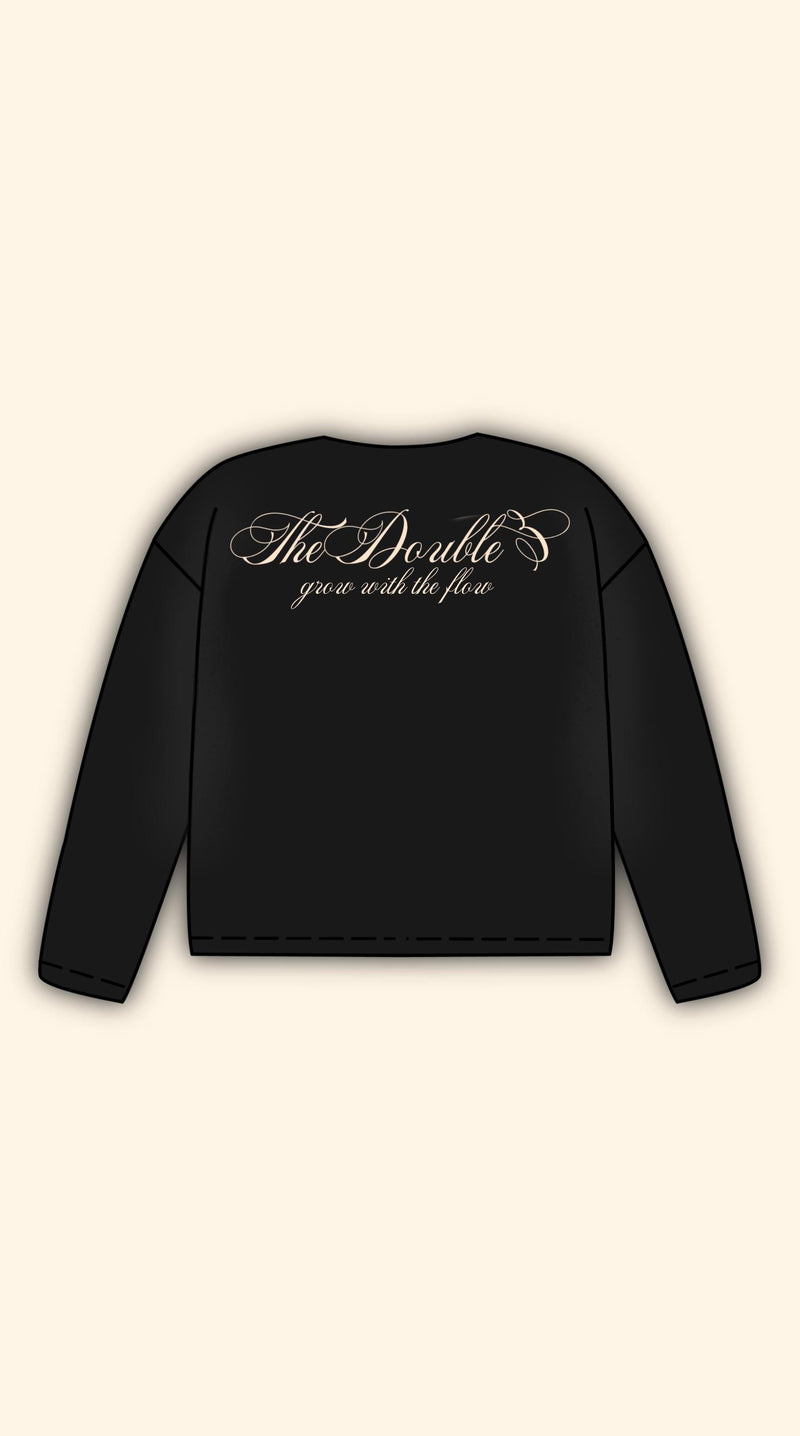 ITALICS BOXY BLACK LONG-SLEEVE
