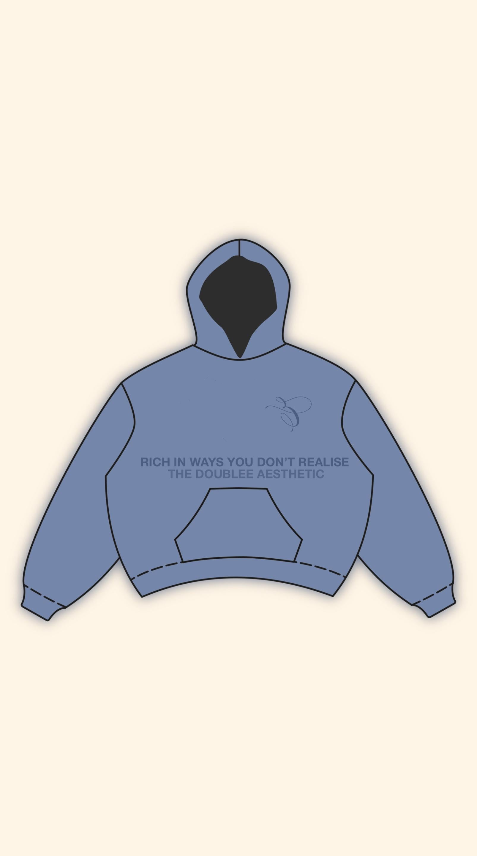 ITALICS LOGO ON TONE LIGHT BLUE HOODIE