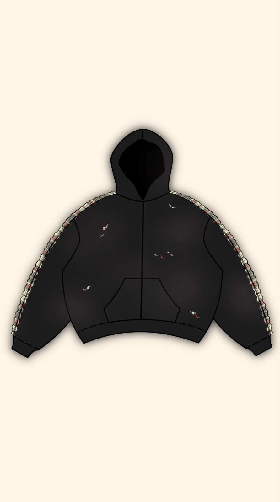PATCH LOGO BOXY DARK GREY HOODIE