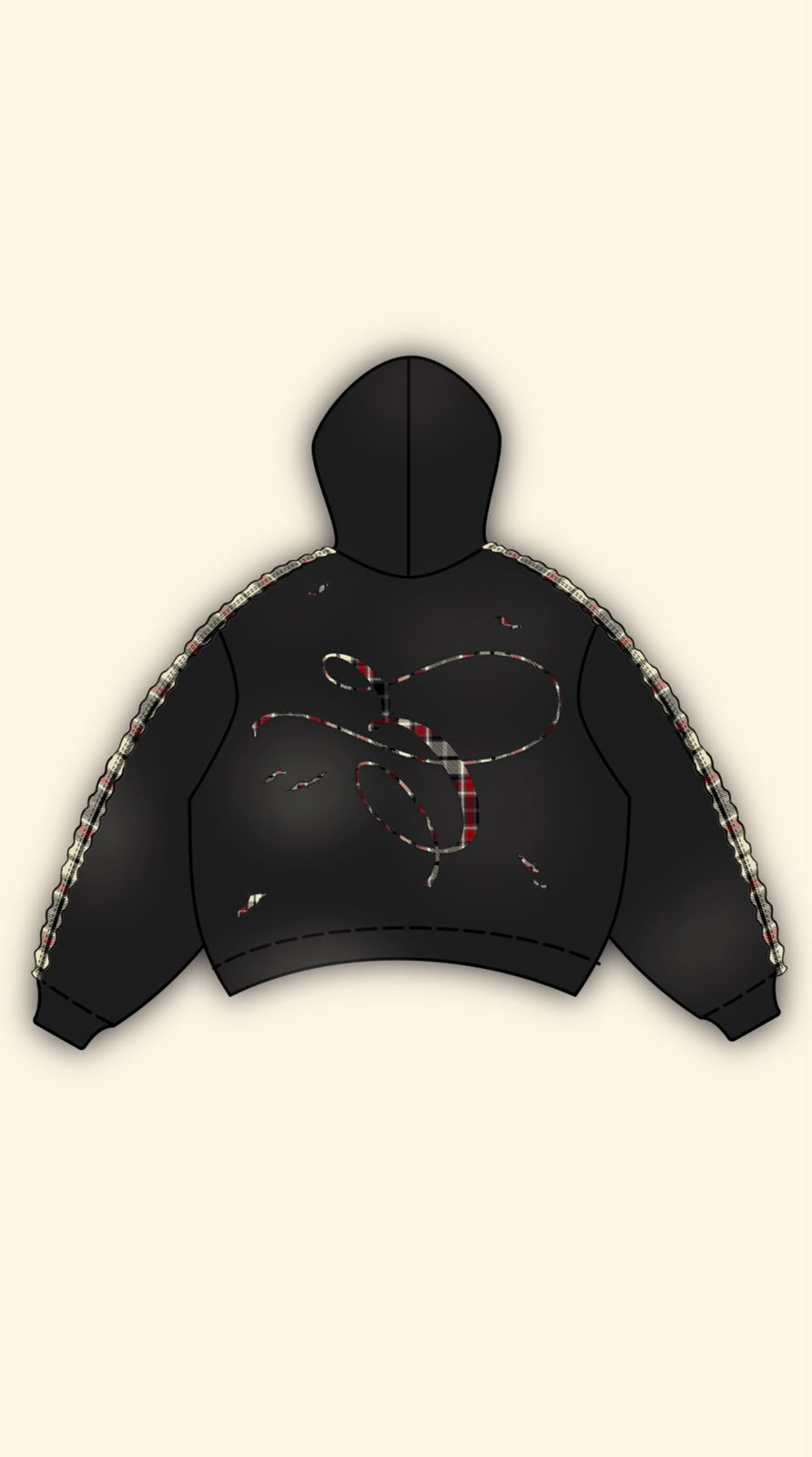 PATCH LOGO BOXY DARK GREY HOODIE