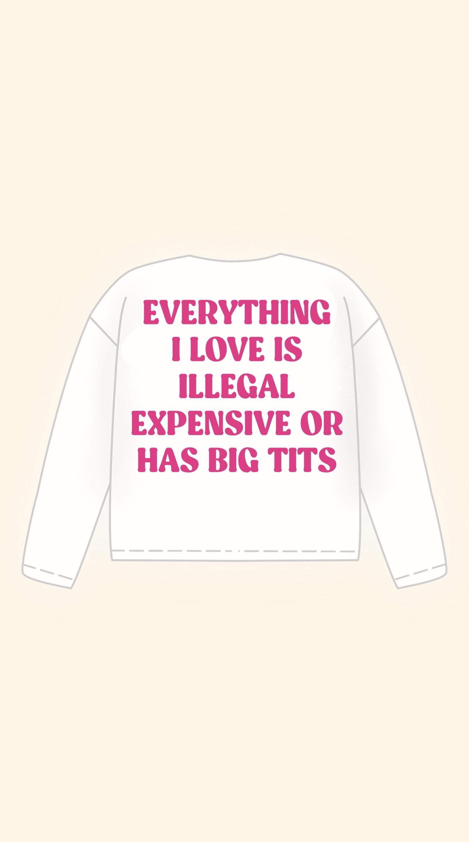 BIG TITS BOXY WHITE LONGSLEEVE