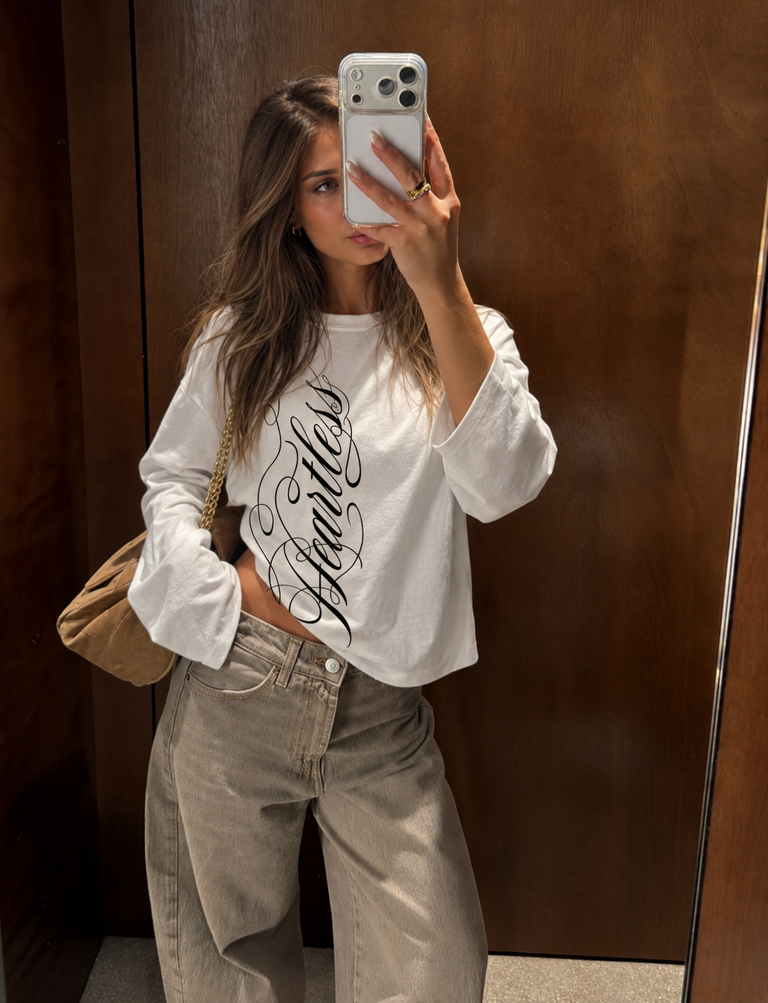 COLLEGE DEPT BOXY WHITE LONGSLEEVE
