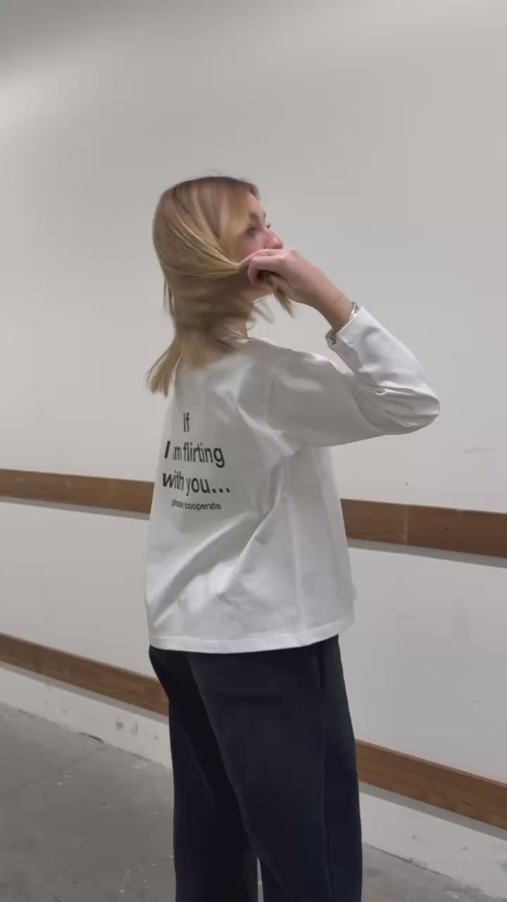 FLIRTING BOXY LONGSLEEVE TEE WHITE