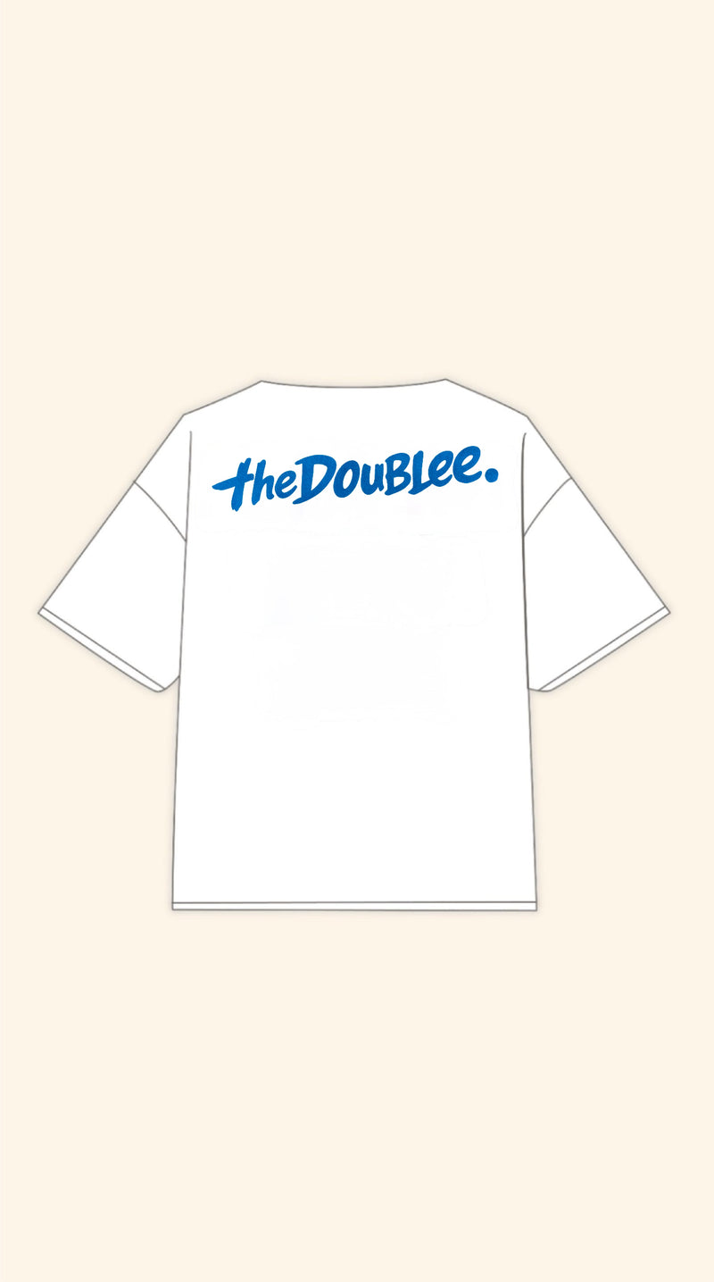 LUCKY TO BE HERE BOXY WHITE TEE